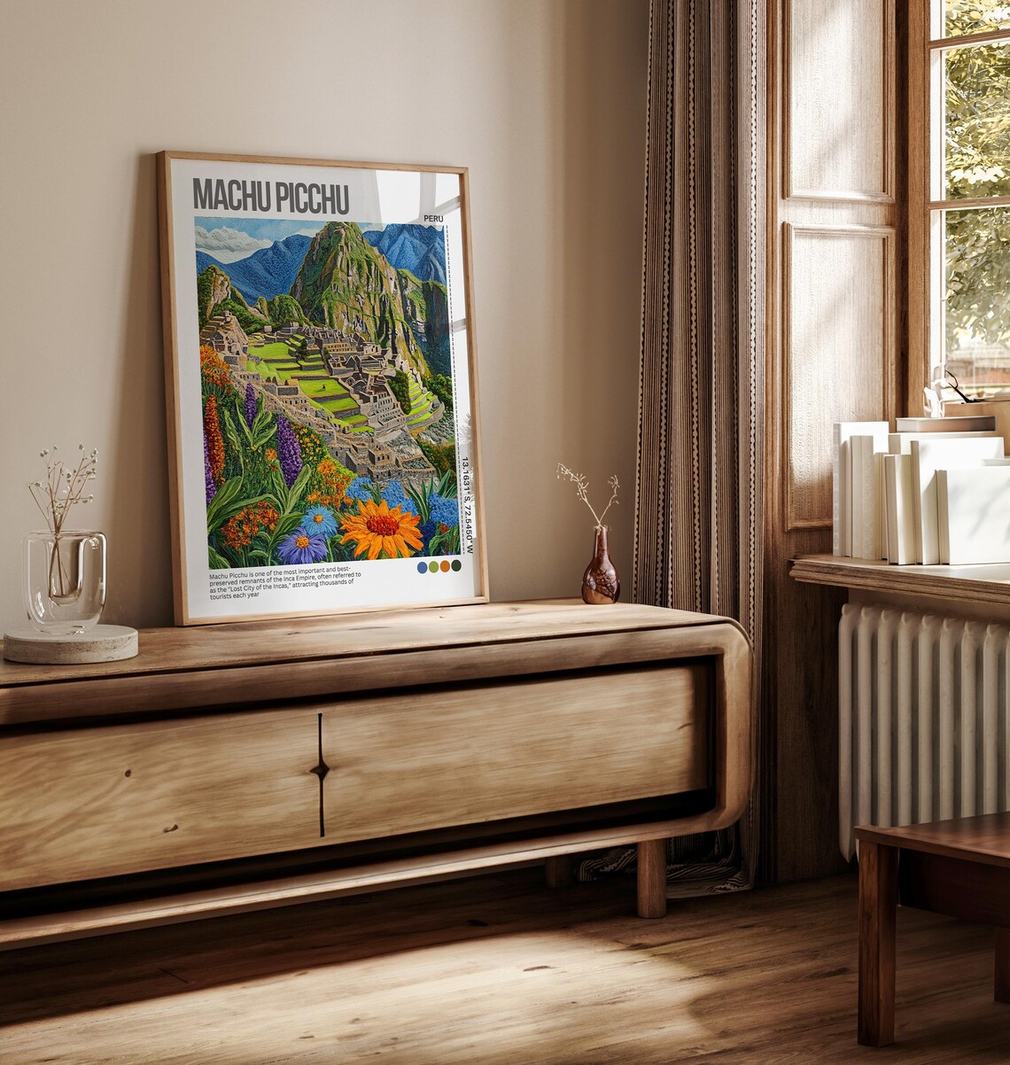 Machu Picchu Peru Wildflowers Lost City Illustrated Travel Poster - Image 3