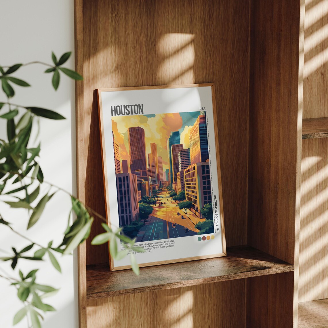 Houston Downtown Skyline Texas City Street View Travel Poster - Image 2
