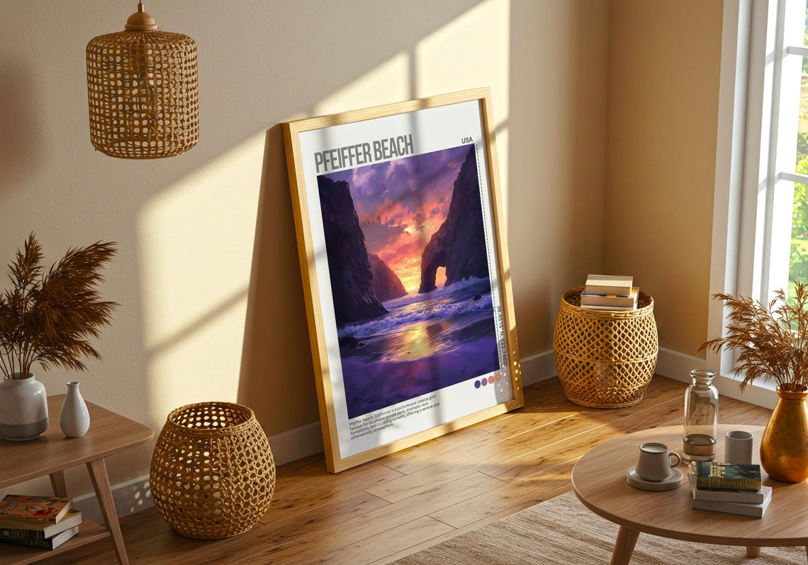 Pfeiffer Beach Big Sur Sunset Rock Arch California Coast Poster - Image 4