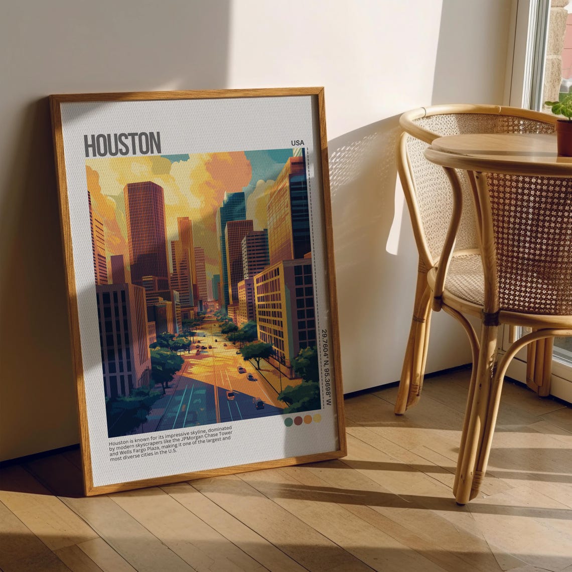 Houston Downtown Skyline Texas City Street View Travel Poster - Image 6