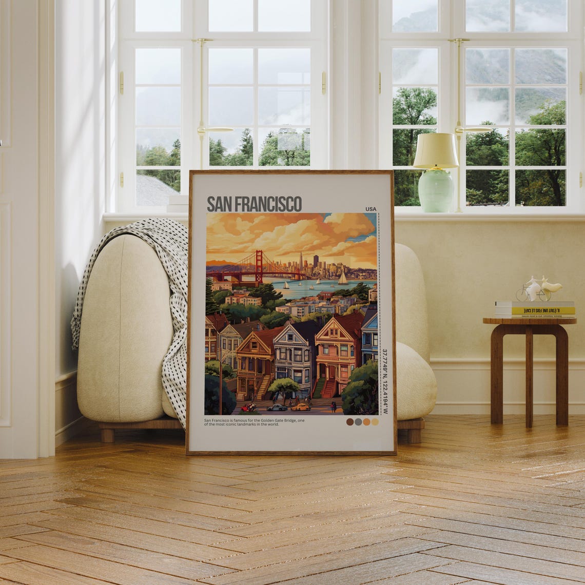 San Francisco Golden Gate Bridge Victorian Houses Travel Poster - Image 7