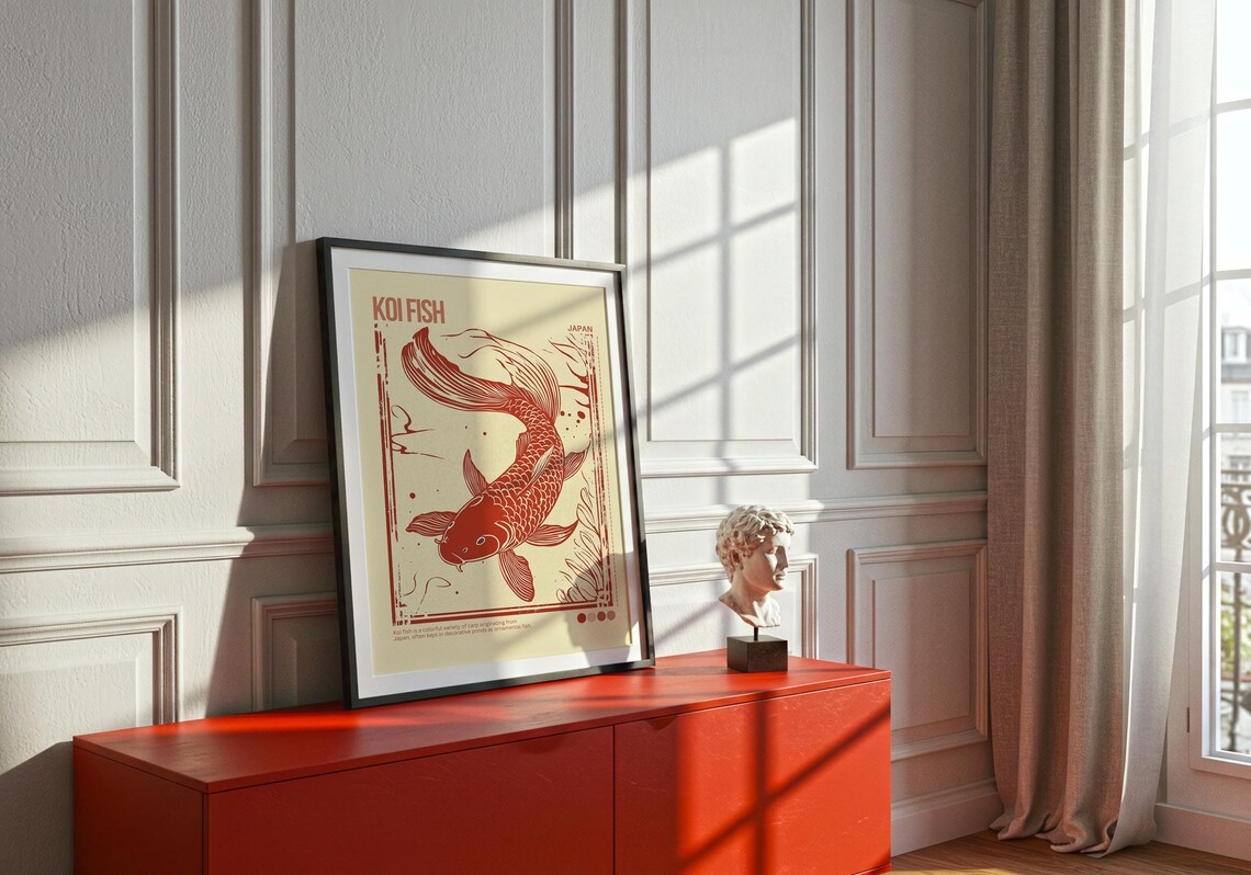 Koi Fish Red Japanese Pond Ornamental Carp Vintage Art Poster - Image 4