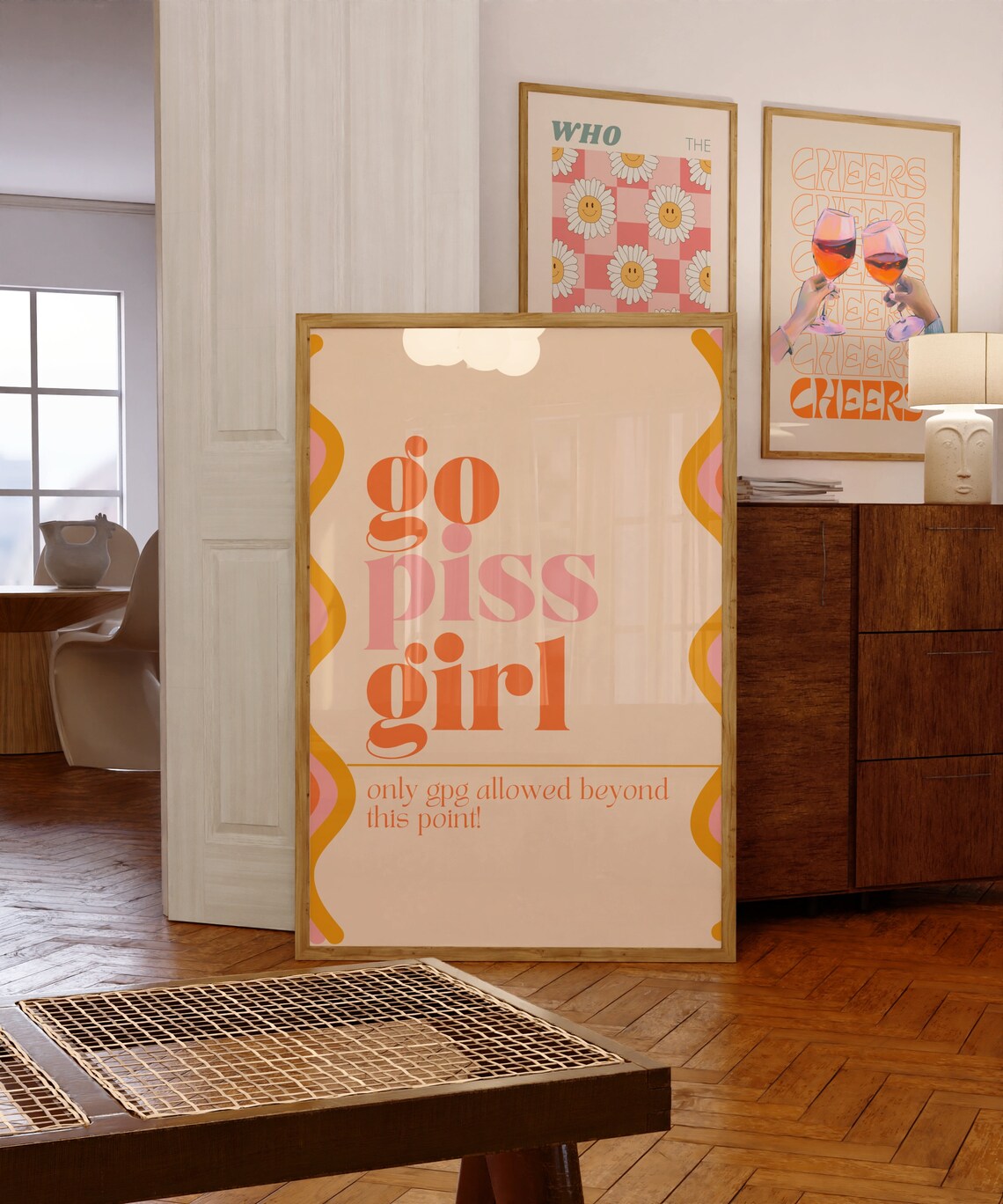 Go Piss Girl Retro Gossip Quote Bathroom Poster