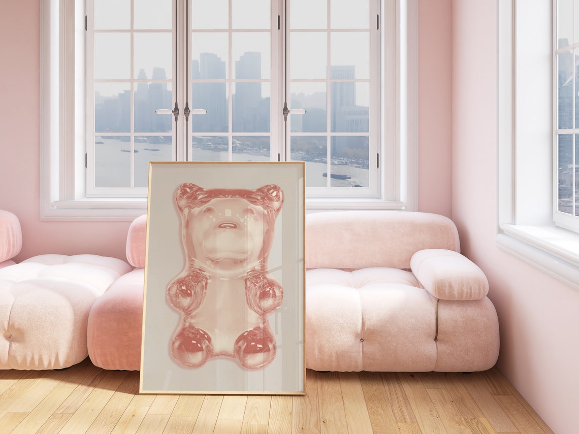 Pink Translucent Gummy Bear 3D Candy Pop Art Preppy Room Poster - Image 3