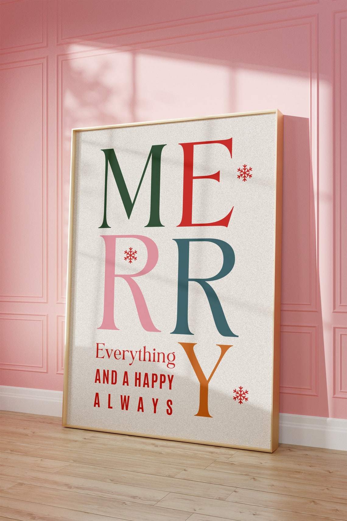 Merry Everything Happy Always Colorful Serif Christmas Poster - Image 2