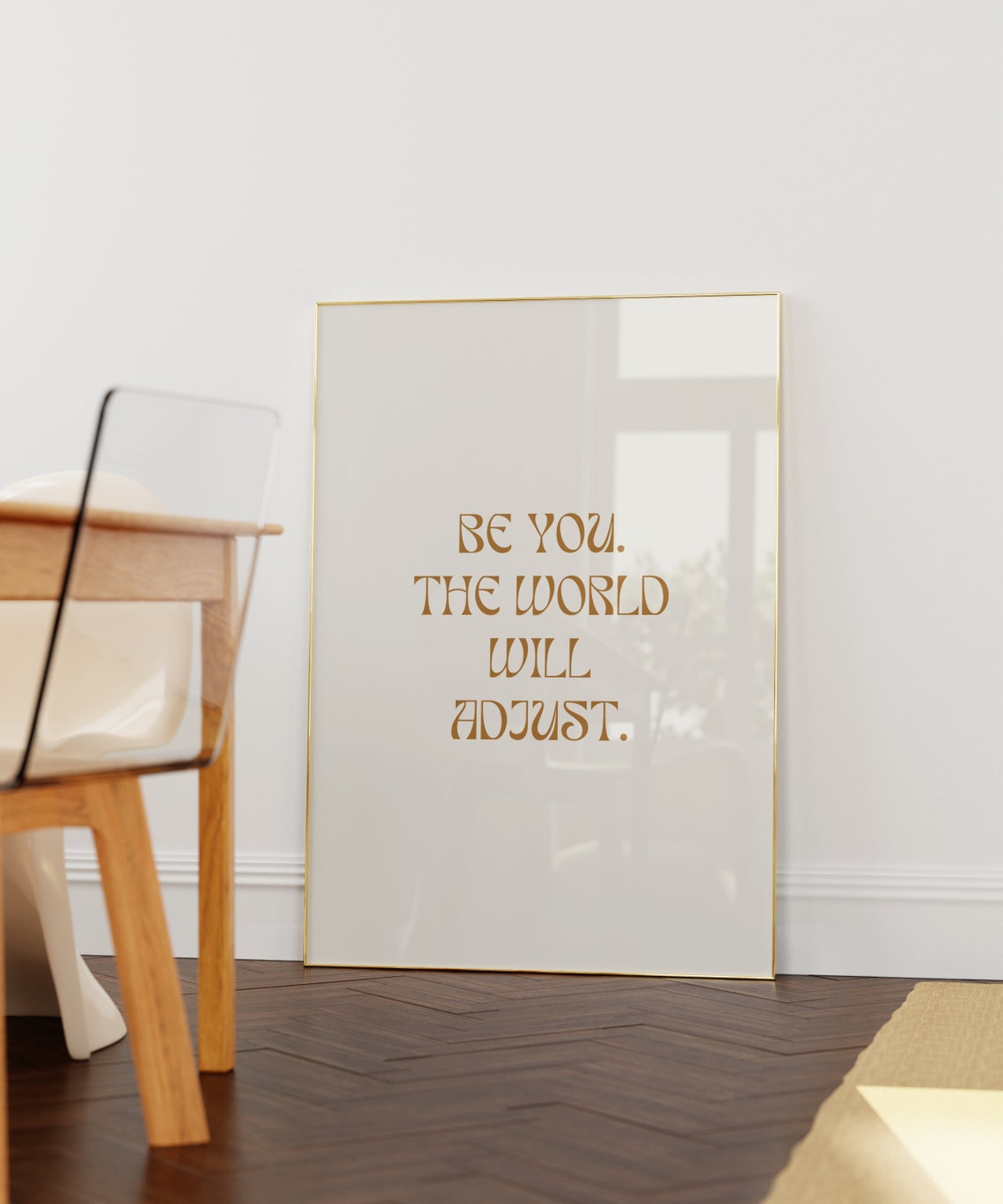 Be You The World Will Adjust Gold Lettering Minimal Quote Print - Image 2