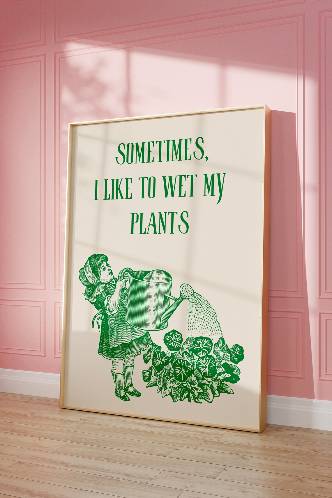 Sometimes I Like to Wet My Plants Vintage Green Plant Lady Poster - Image 2