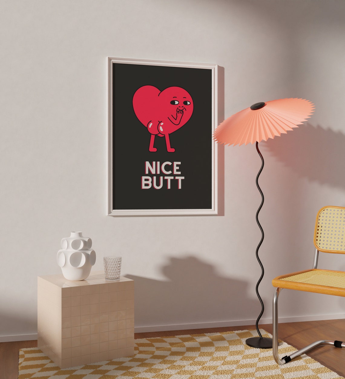 Nice Butt Funny Red Heart Character Cheeky Bathroom Wall Art - Image 2