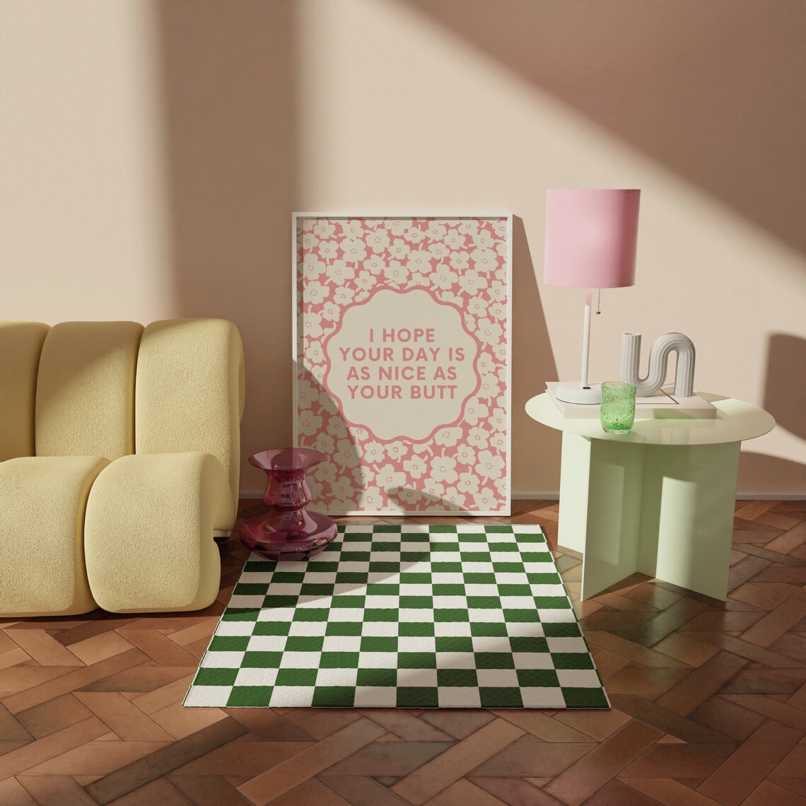 Nice Butt Retro Floral Bathroom Wall Art Print - Image 3