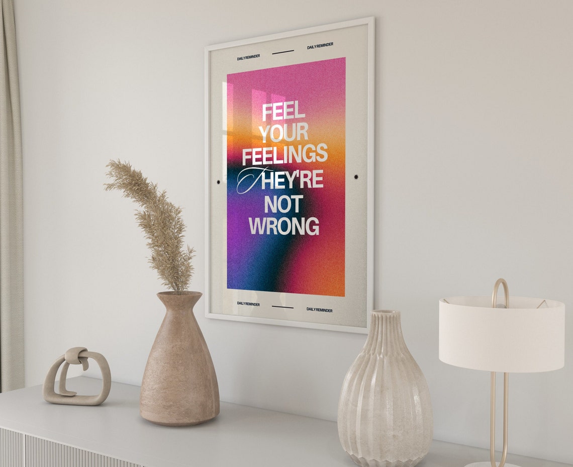 Feel Your Feelings Quote Print Modern Gradient Wall Art Mental Health Poster Colorful Wall Art Print - Image 2