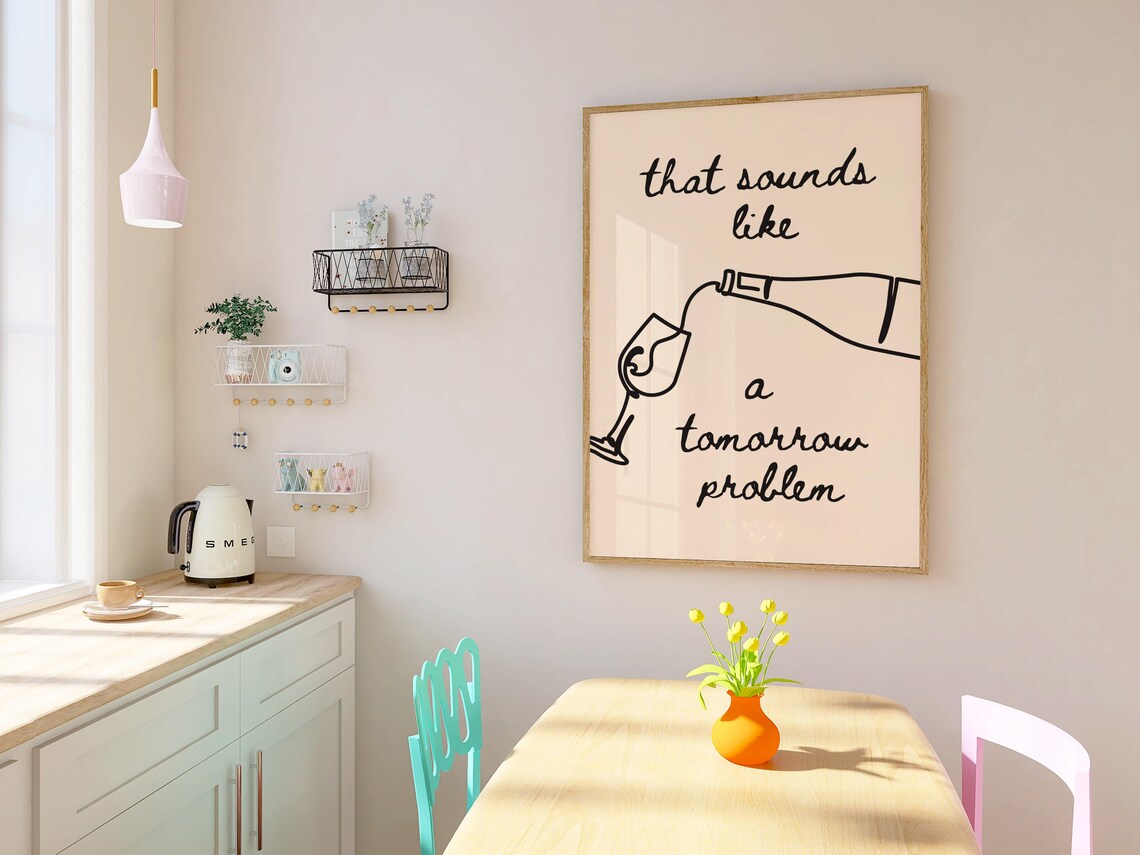 Funny Trendy Quote, Happy Hour Wine Lover Decor - Image 2