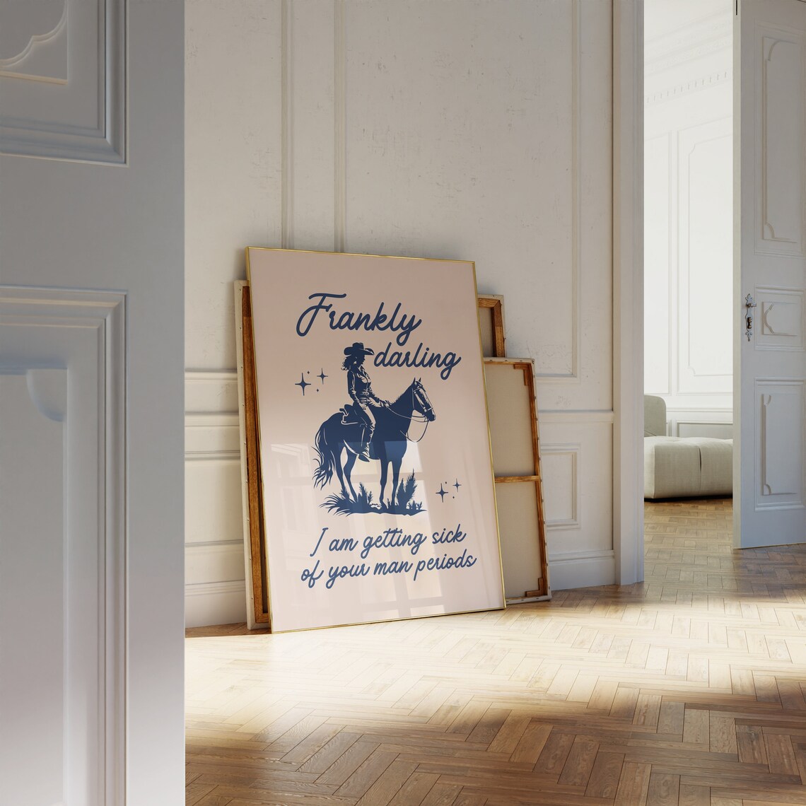 Frankly Darling Cowgirl on Horse Western Sassy Retro Quote Poster - Image 2