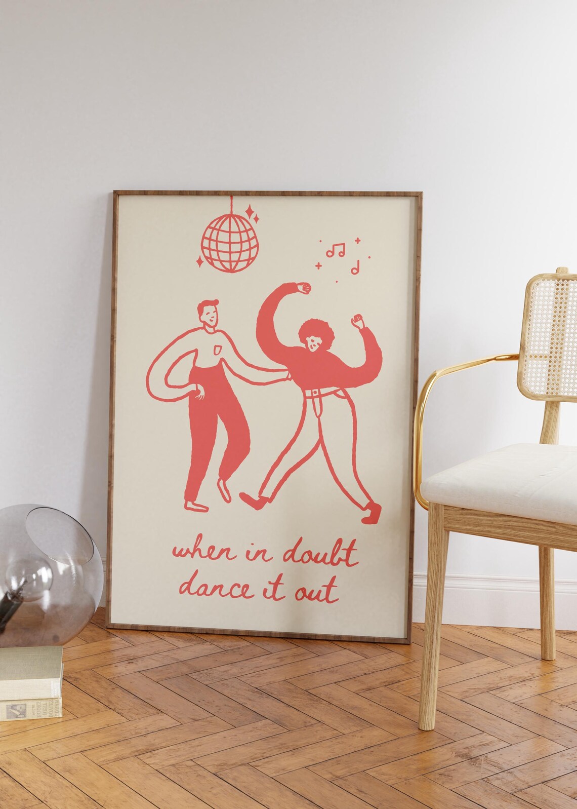 When In Doubt Dance It Out Retro Pink Disco Dancing Quote Poster - Image 2
