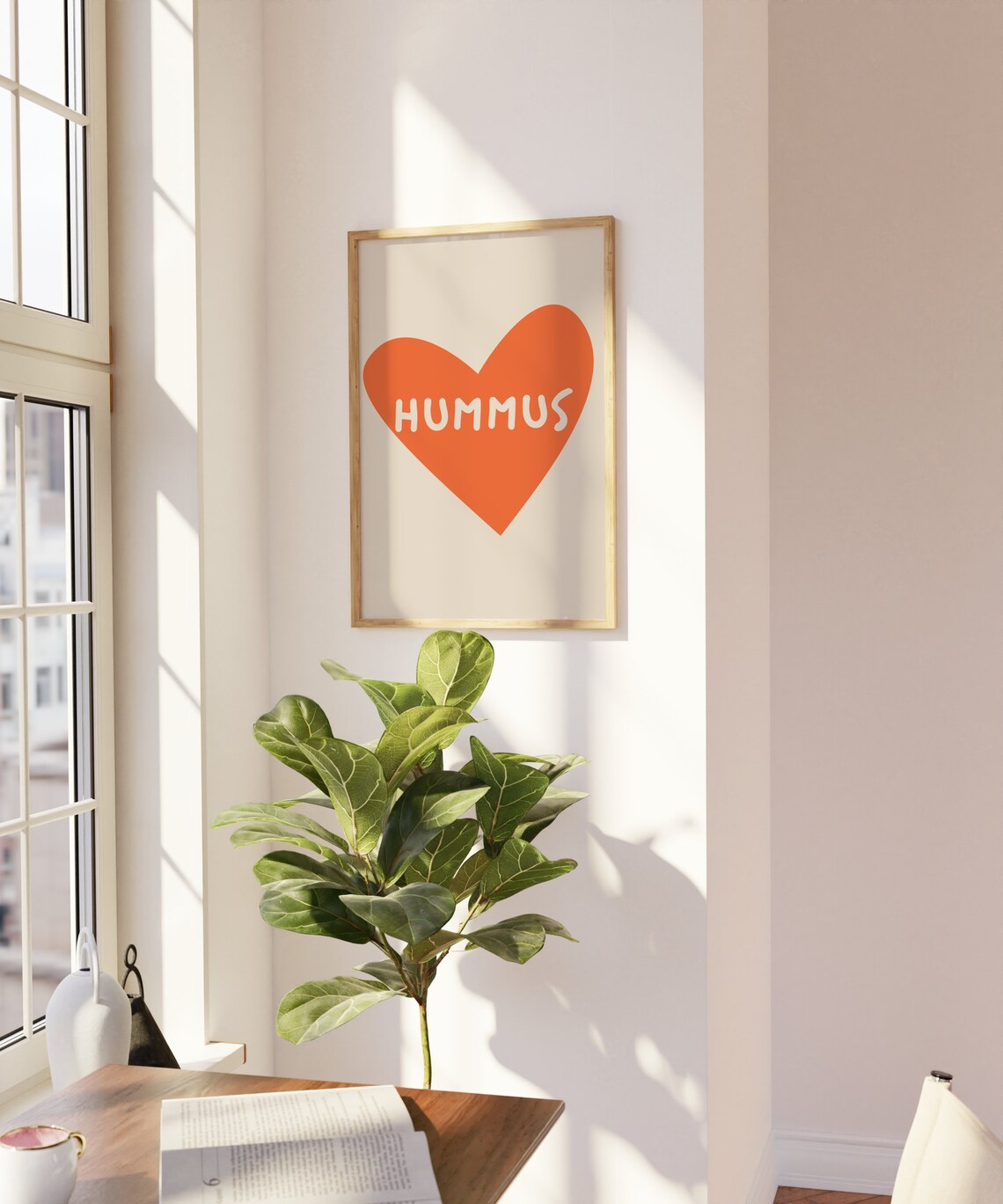 Funky Kitchen Hummus Poster, Middle Eastern Food Art - Image 2