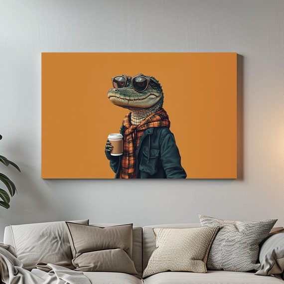 Hipster Aligator Maximalist Eclectic Victorian Print Bold Altered Party Portrait Fantasy Fun Colorful Renaissance Rustic Art