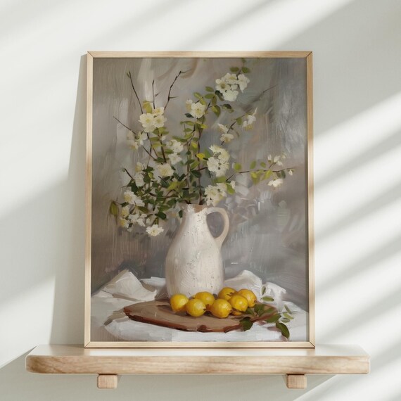Meyer Lemons Painting Fruit Still Life Artwork Citrus Limon Wall Print Lemon Painting Foodie Art Gift For Art Lovers Lemon Print
