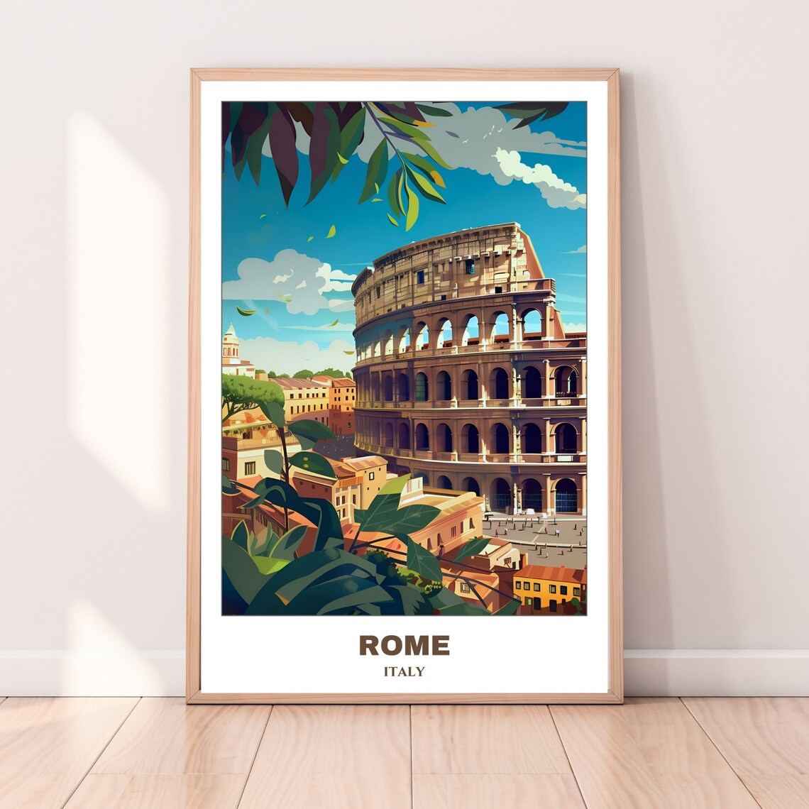 Rome Italy Colosseum Landmark Lush Green Foliage View Poster - Image 3
