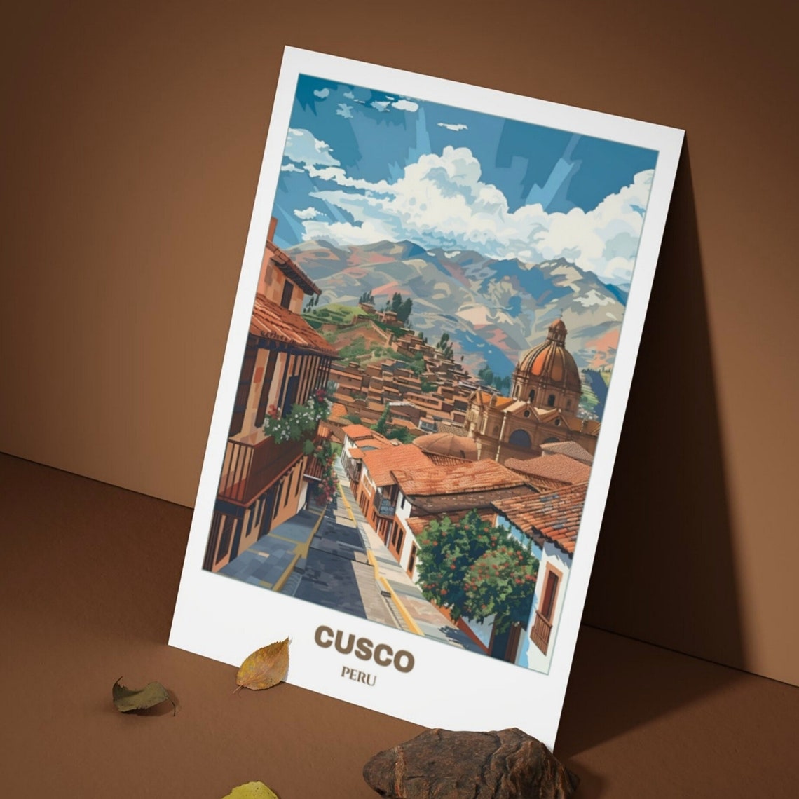 Cusco Peru Colonial Street Red Tile Roofs Andes Travel Poster - Image 3