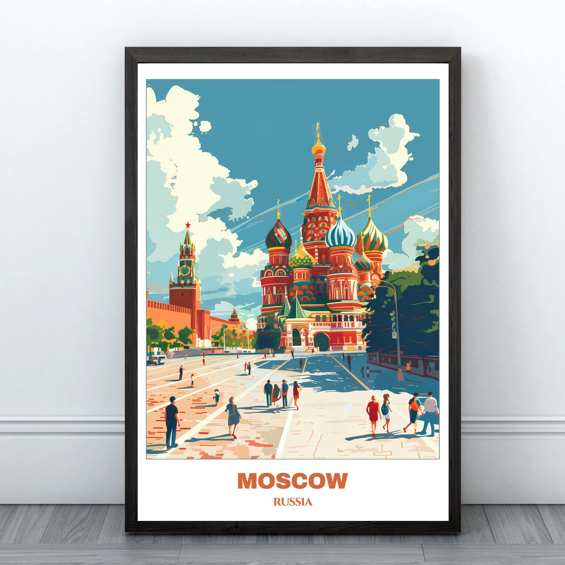 Moscow Travel Poster Russia Travel Poster Moscow Painting Print Wall Art Moscow Room Decor Russia Illustration