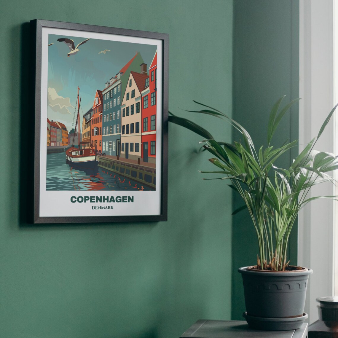 Copenhagen Nyhavn Wooden Ship Seagulls Colorful Waterfront Poster - Image 5
