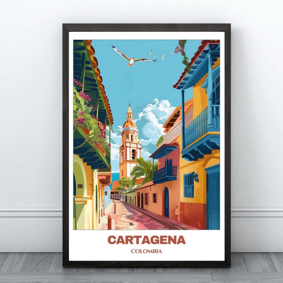 Cartagena Travel Poster Colombia Travel Poster Insta Print Art Cartagena Home Decor Cartagena Illustration