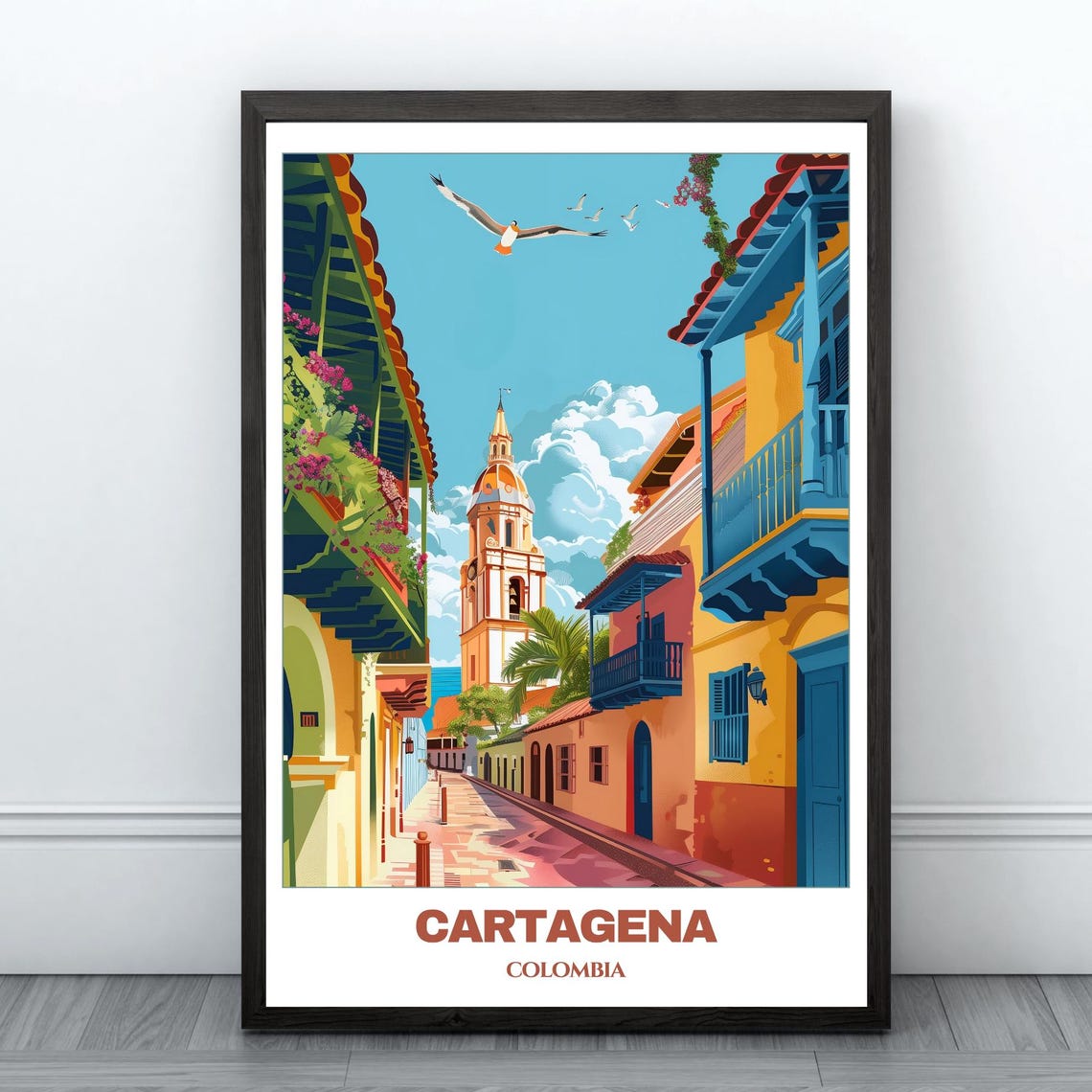Cartagena Travel Poster Colombia Travel Poster Insta Print Art Cartagena Home Decor Cartagena Illustration