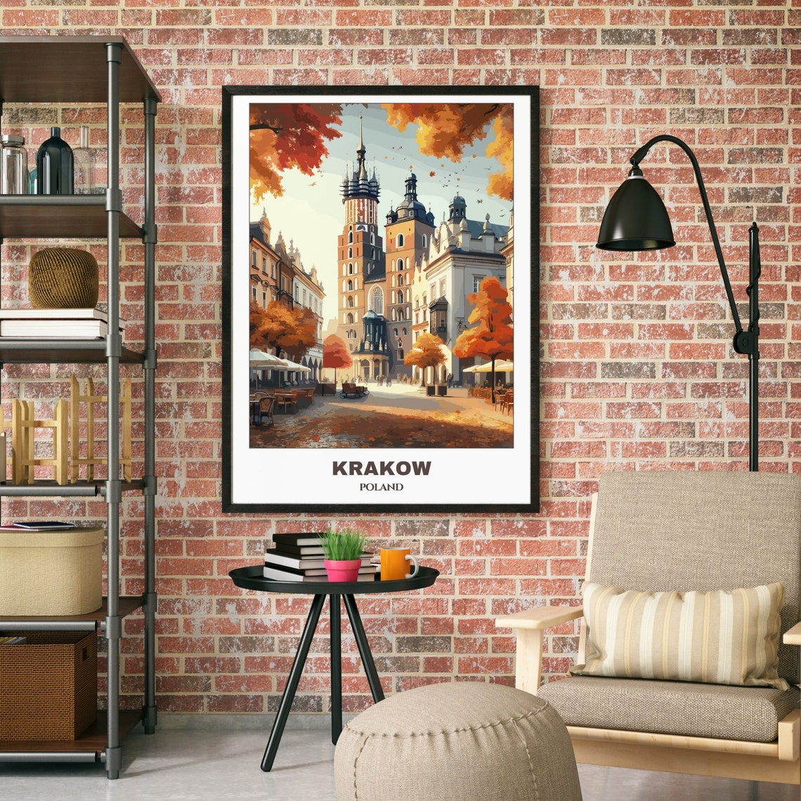 Krakow Travel Poster Poland Travel Poster Krakow Painting Cityscape Painting Wall Art Decor Poland Trip Travel Lovers Gift - Image 2