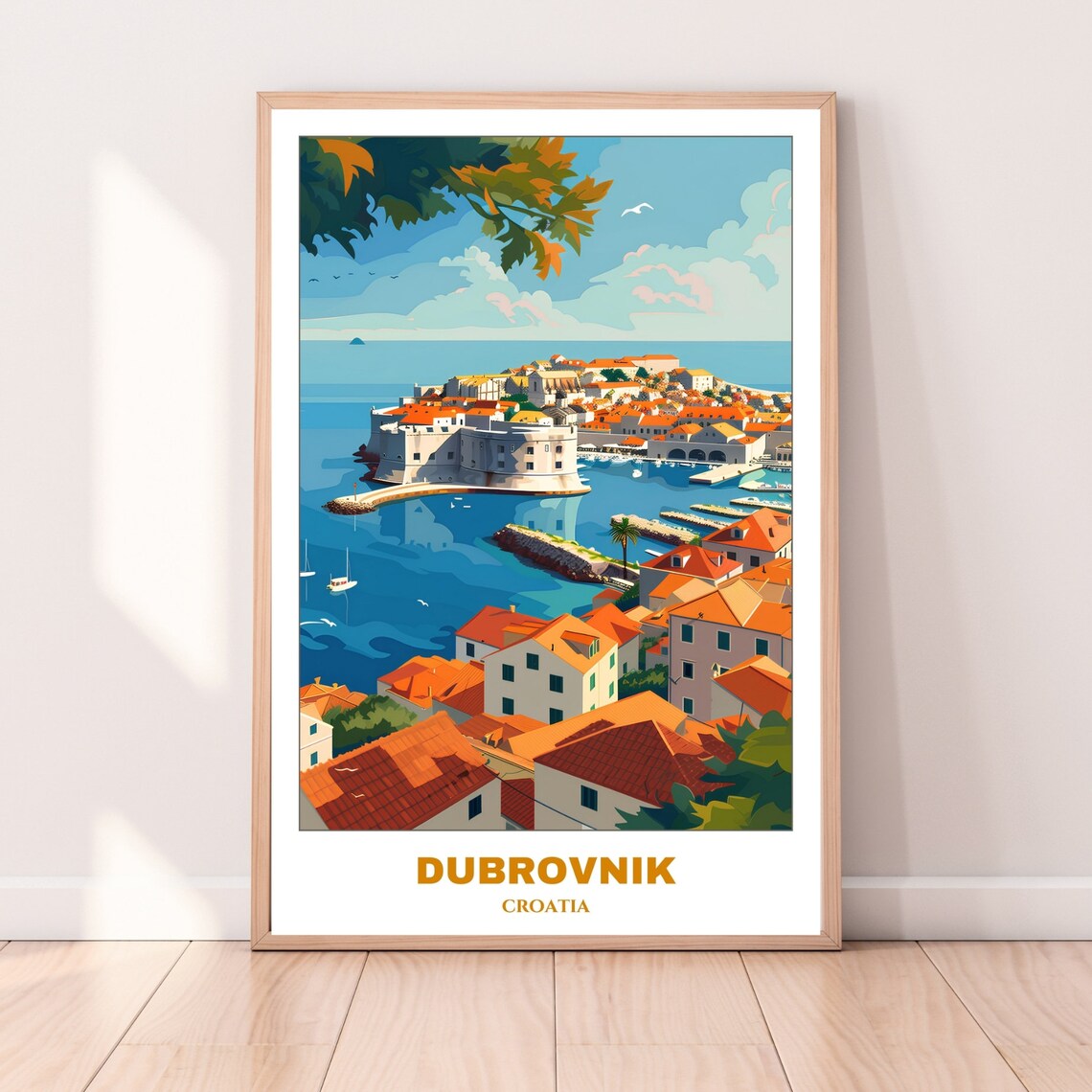 Dubrovnik Croatia Old Harbor Fortress Blue Sea Travel Poster - Image 4
