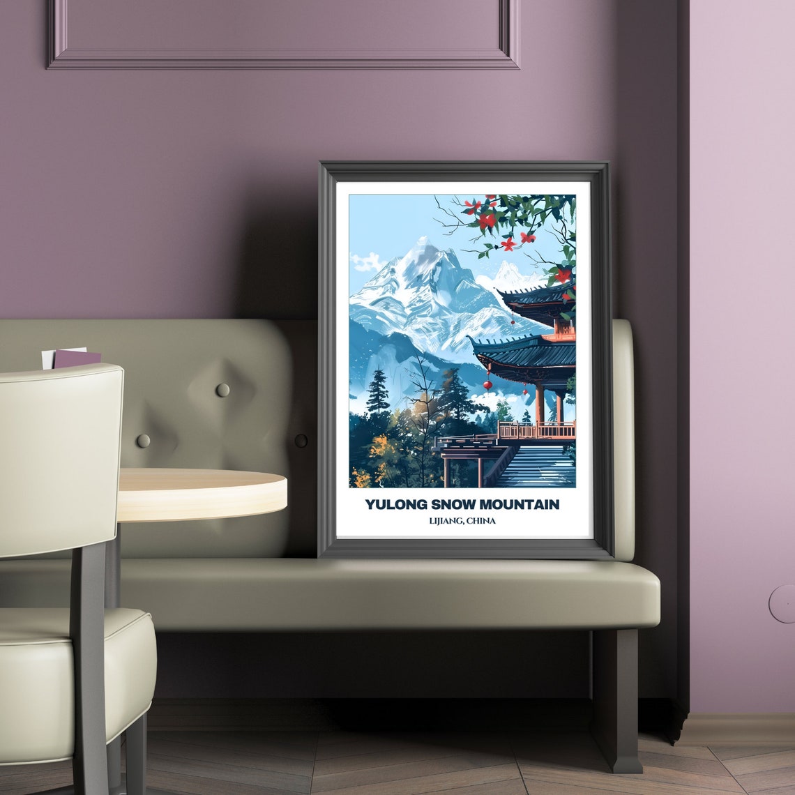 Yulong Snow Mountain Lijiang Pavilion Blossoms Lanterns Travel Poster - Image 2