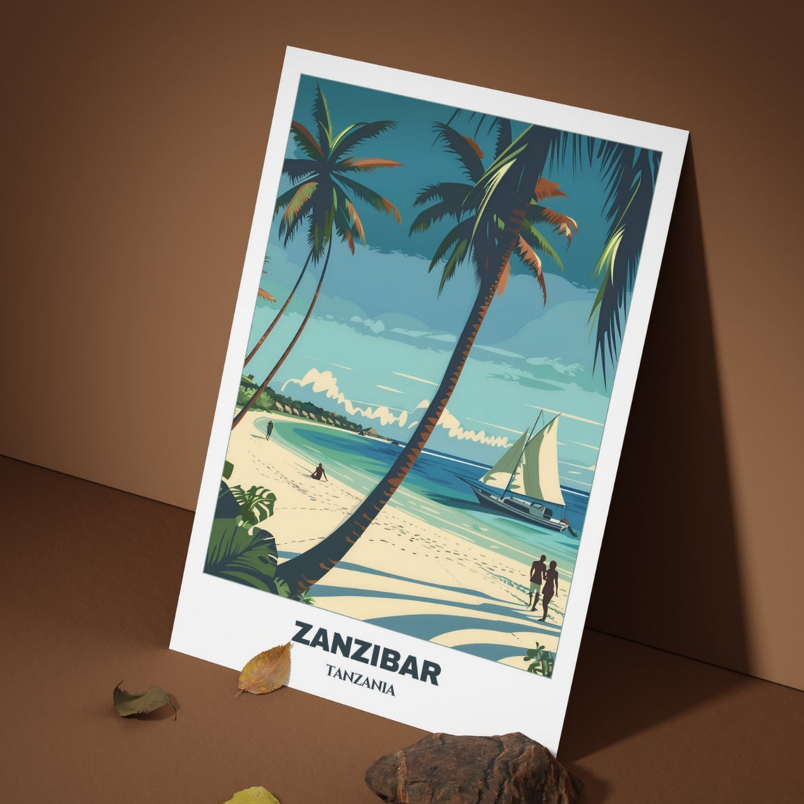 Zanzibar Travel Poster Tanzania Travel Poster Zanzibar Painting Print Wall Art Tanzania Home Decor Stone Town Beach - Image 3