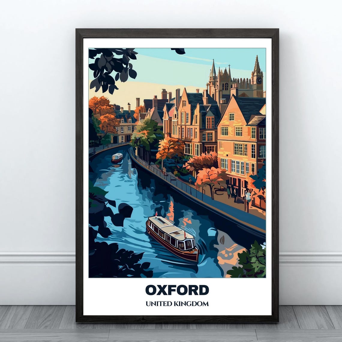 Oxford Travel Poster United Kingdom Travel Poster Citycape Painting Wall Art Oxford Home Decor Oxford Trip Print