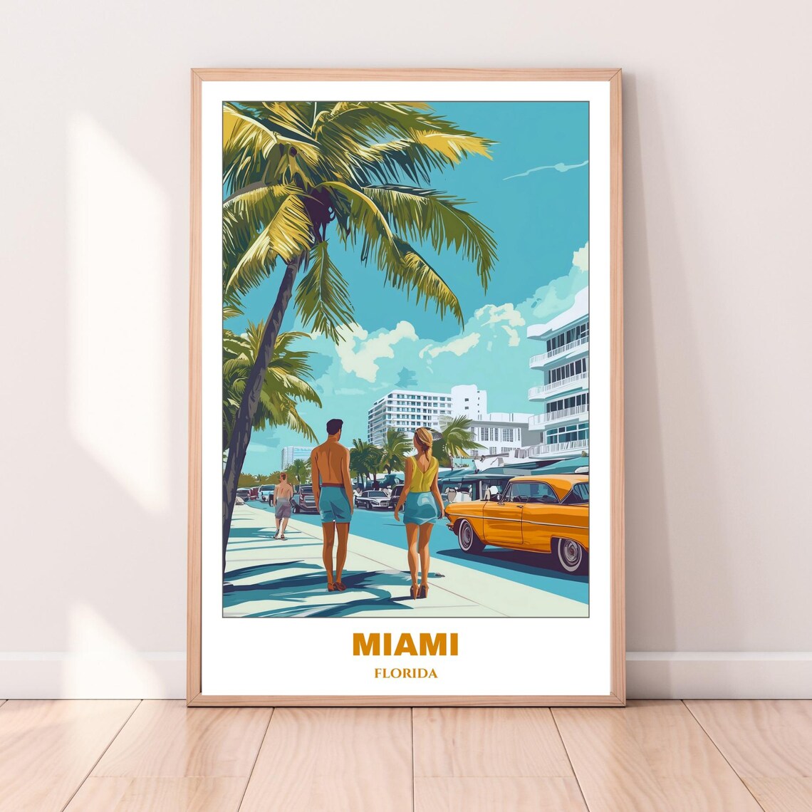 Miami Ocean Drive Art Deco District Classic Car Palms Poster - Image 4