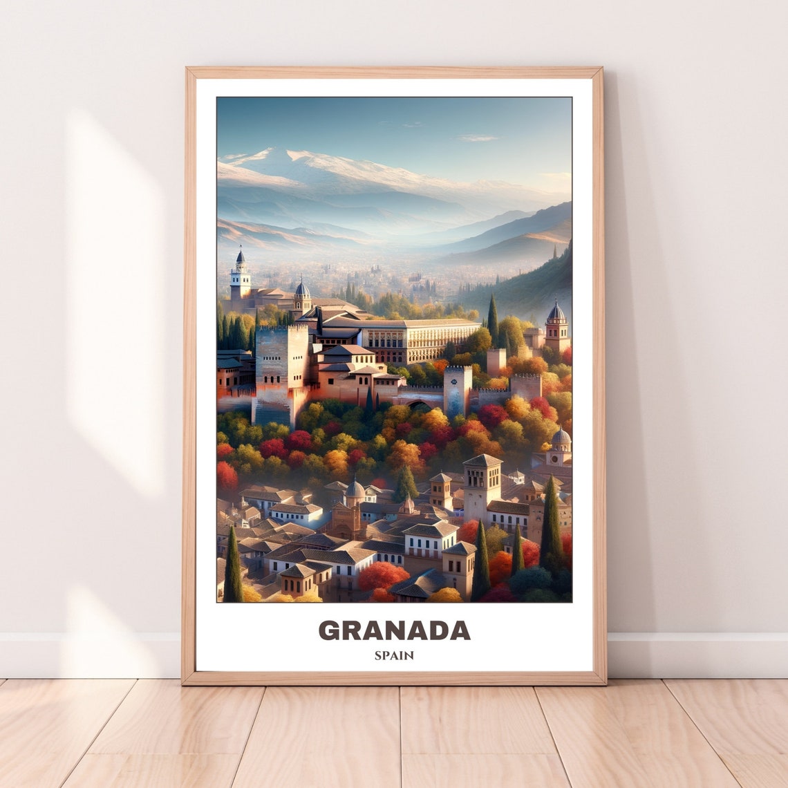 Granada Spain Alhambra Palace Sierra Nevada Mountain View Poster - Image 5