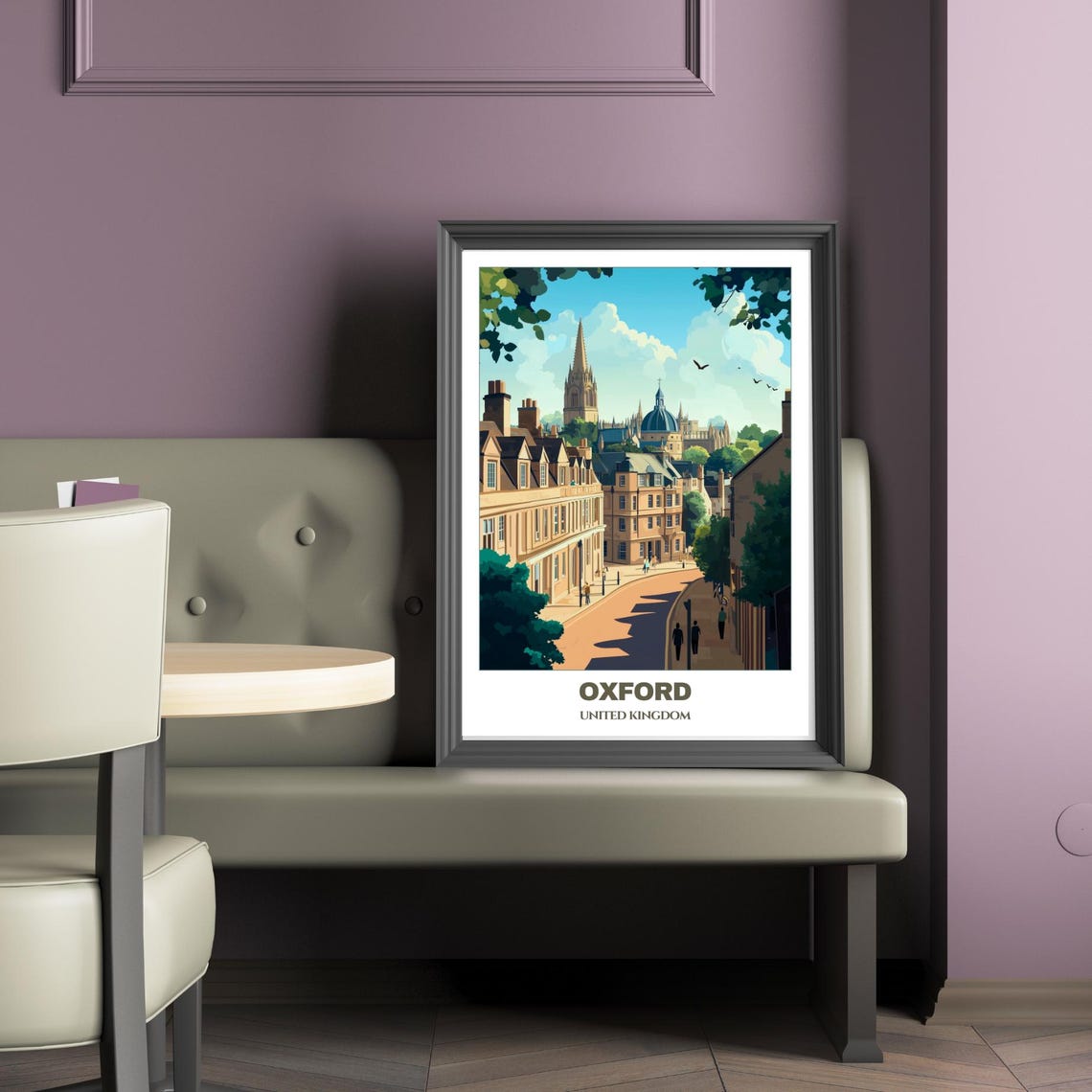 Oxford Travel Poster United Kingdom Travel Poster Citycape Painting Wall Art Oxford Home Decor Oxford Trip Print - Image 2