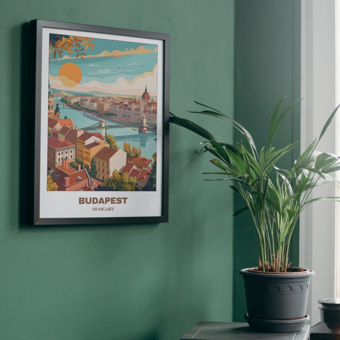 Budapest Hungary Sunset Danube Panorama Parliament Bridge View Poster - Image 5