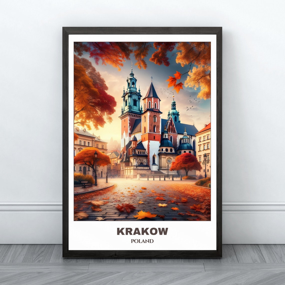 Krakow Travel Poster Poland Travel Poster Krakow Painting Cityscape Painting Wall Art Decor Poland Trip Travel Lovers Gift