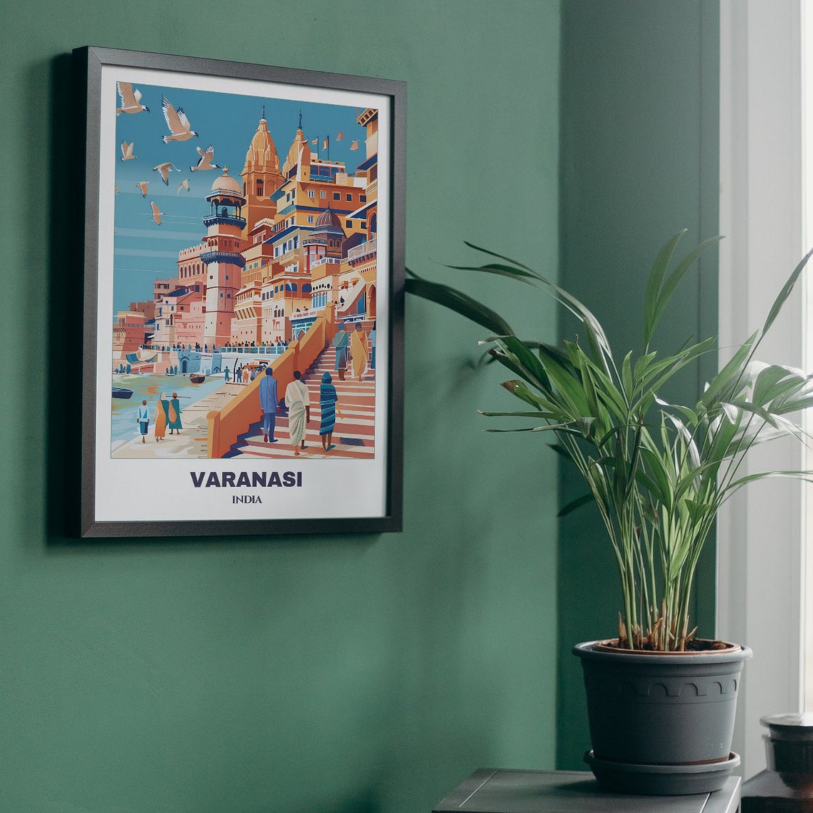 Varanasi India Sacred Ghats Temple Steps River Travel Poster - Image 5