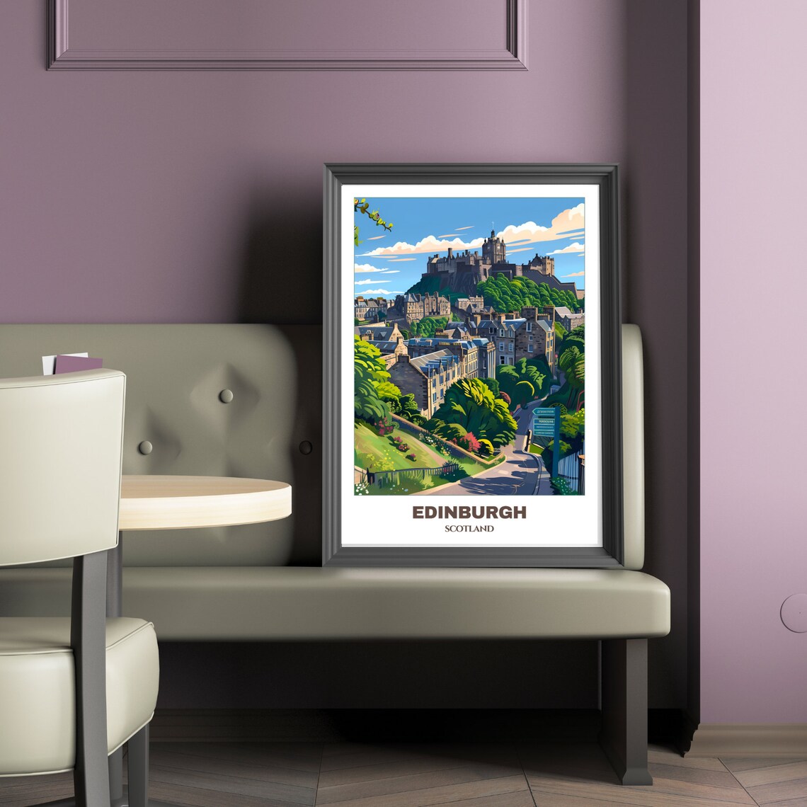 Edinburgh Scotland Castle Rock Garden Street View Travel Poster - Image 2