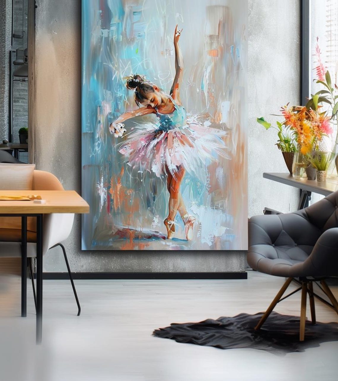 Ballerina in Pink Tutu Dancing in Colorful Light Painting Poster - Image 3