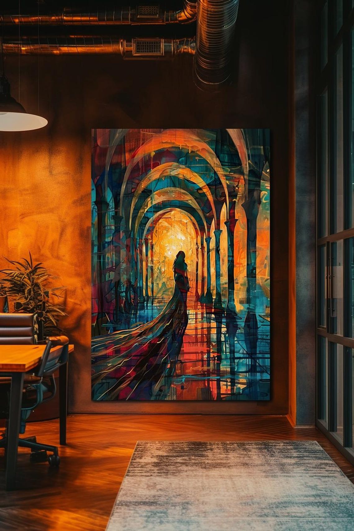 The Arch Of Time Woman Walking Through Arches Toward Light Poster