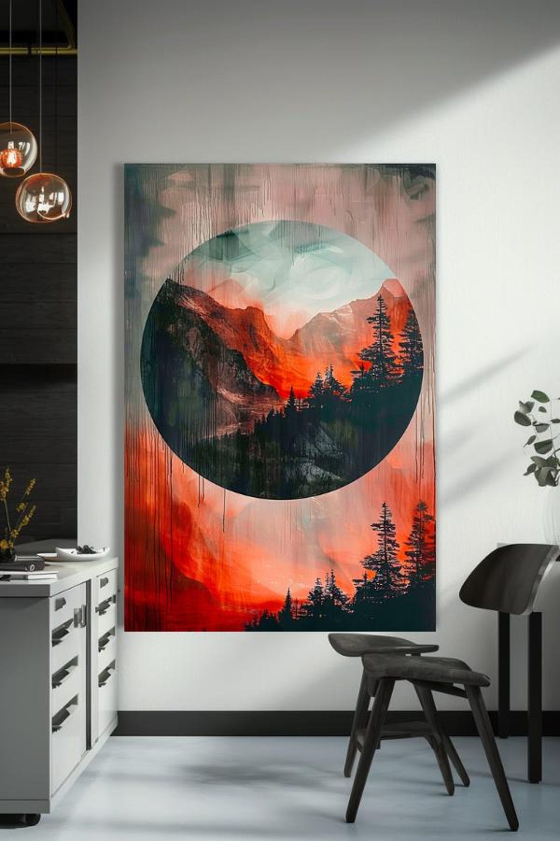 Painting Sunset Meditation Abstract Stretched Painting Wall Art Print Contemporary Artwork For Home Decor - Image 3