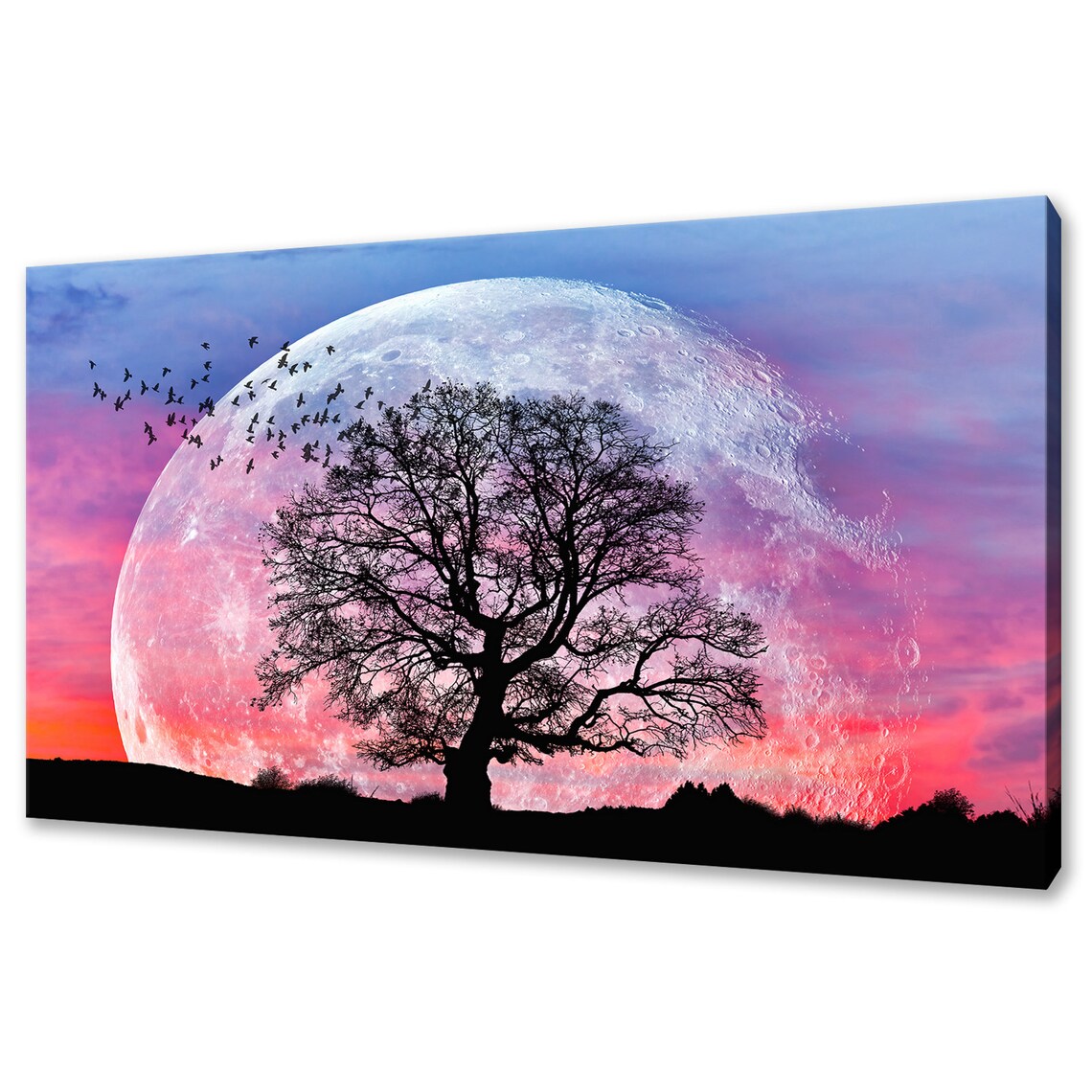 Lone Tree With Moon, Modern Landscape Art Print