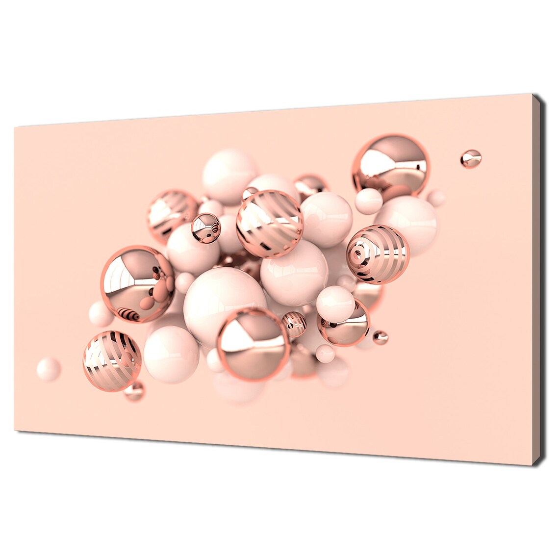Pink and Rose Gold Abstract Balls Art Print, Modern Decor