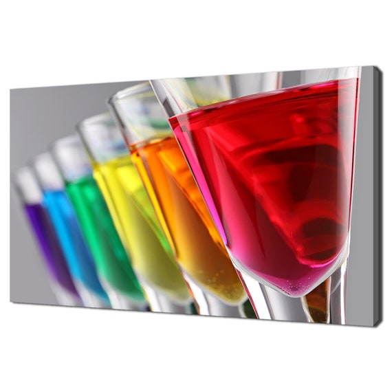 Colourful Rainbow Shots Drinks Kitchen Pub Restaurant Modern Design Home Decor Print Wall Art Picture