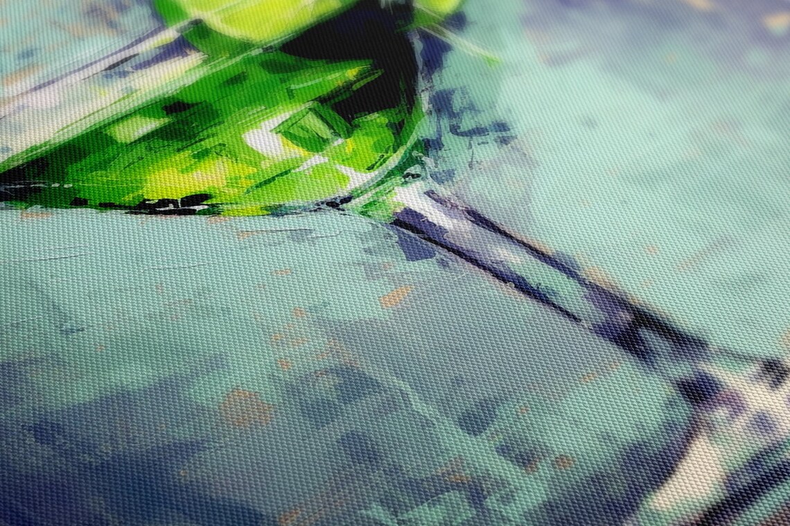 Green Lime Martini Glass Turquoise Textured Modern Bar Art Poster - Image 4