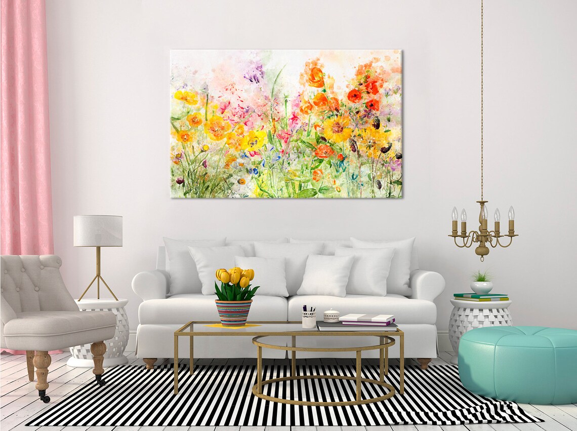 Spring Flowers Field, Watercolor Floral Art Print - Image 2