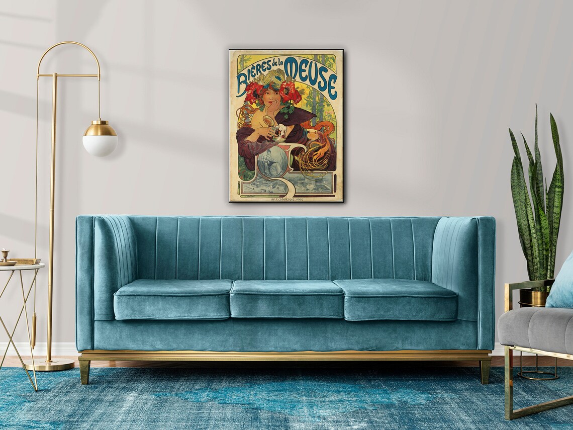 Alphonse Mucha Bieres de la Meuse 1897 Beer Advertising Poster Print - Image 2