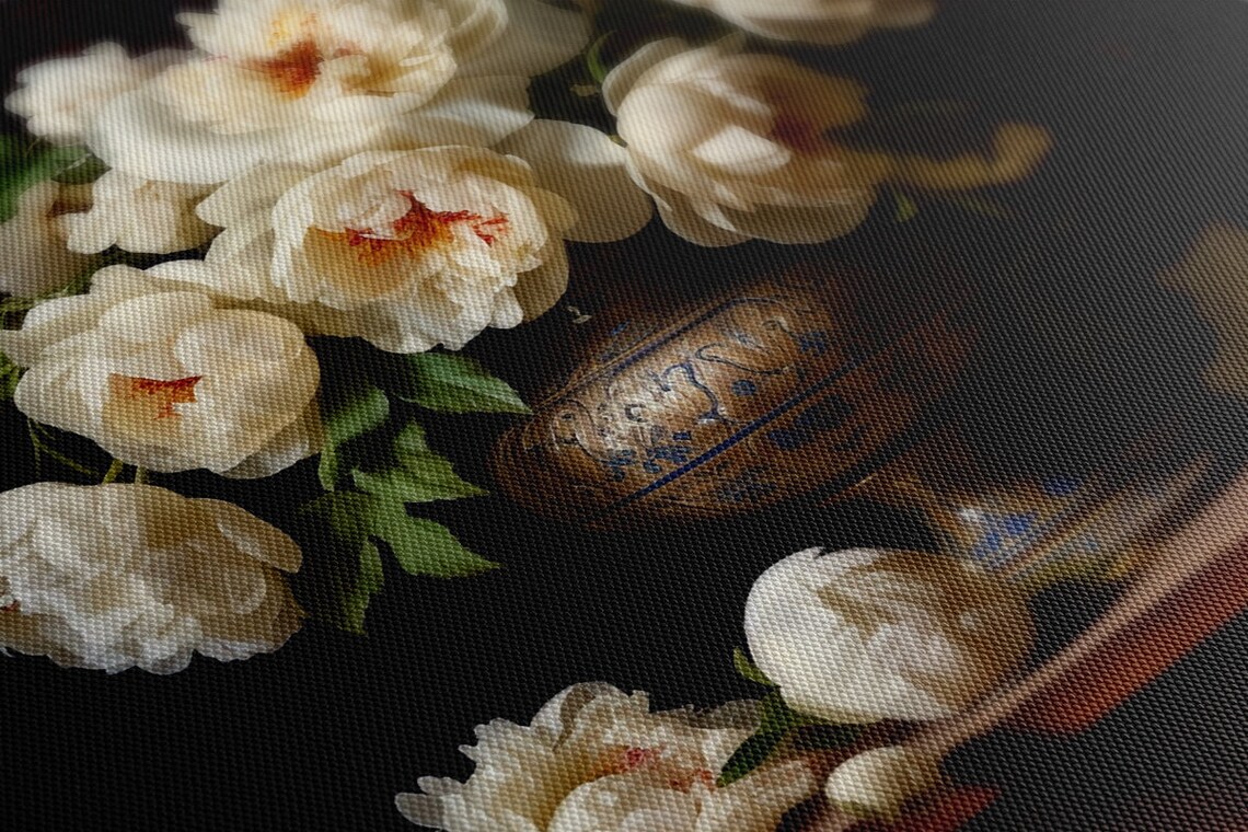 White Flowers Vintage Still Life Art Print, Floral - Image 4