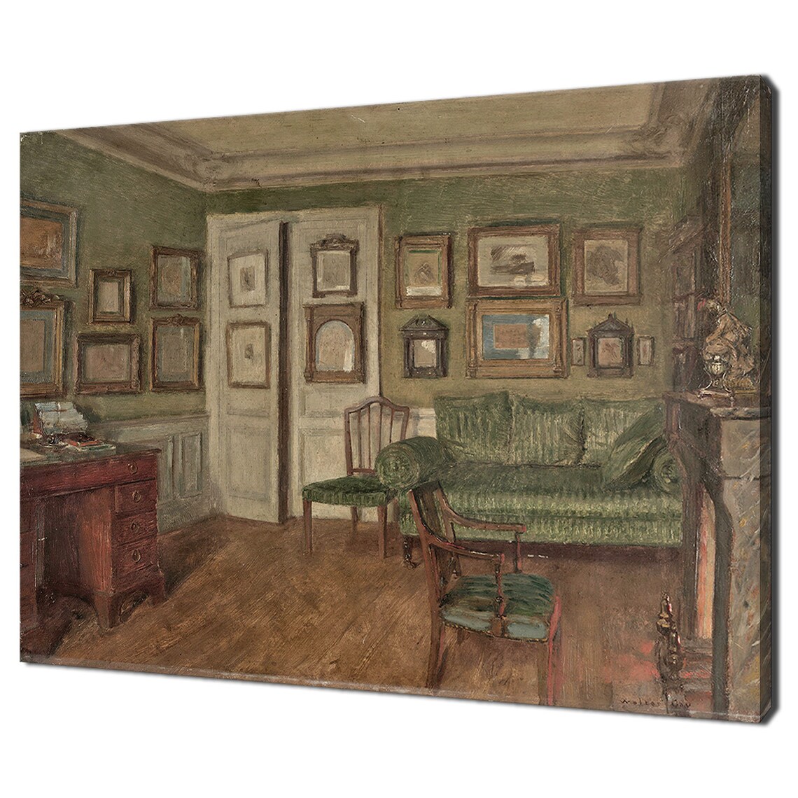 Walter Gay An Interior Victorian Green Salon Oil Painting Print