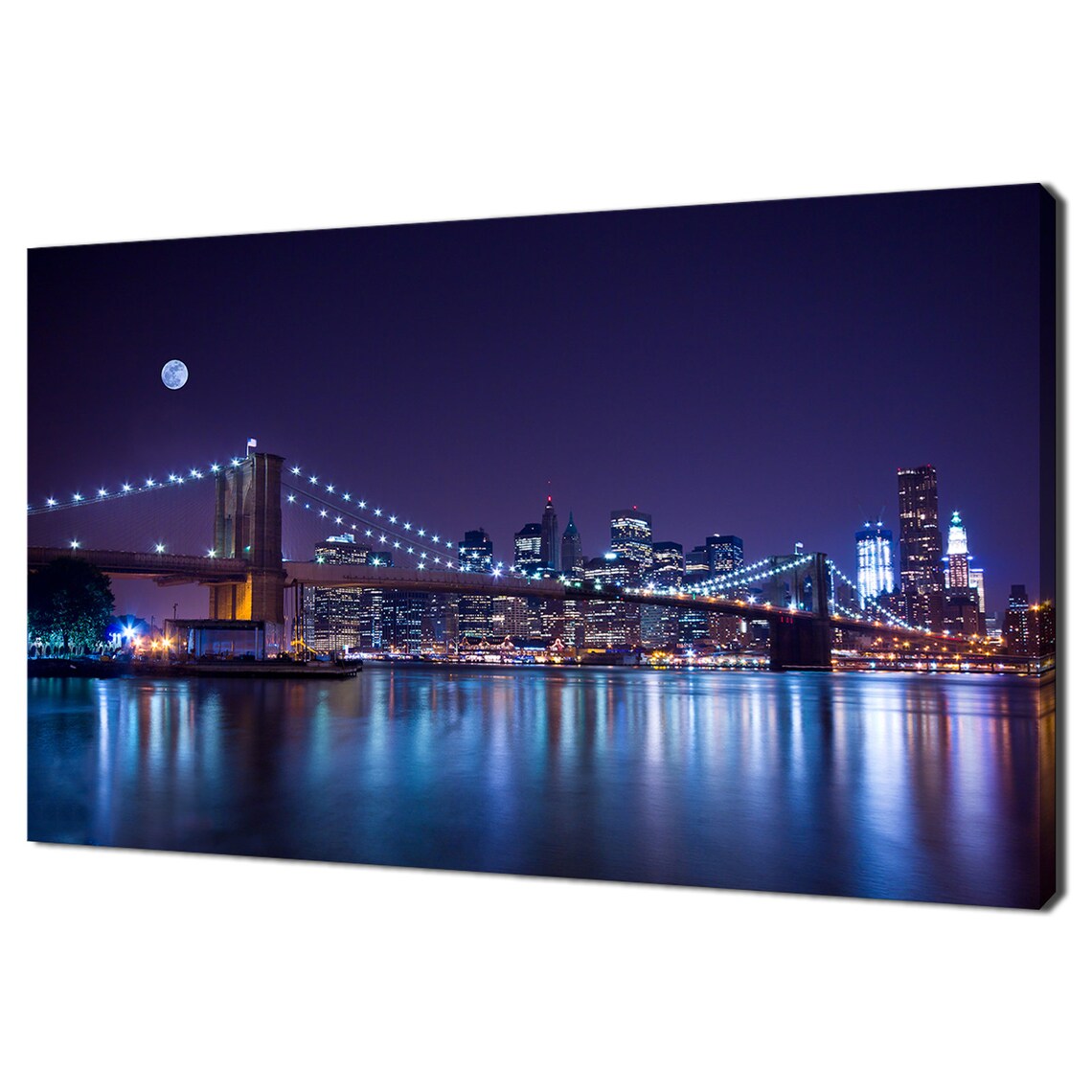 Brooklyn Bridge Under Full Moon, New York City Art Print